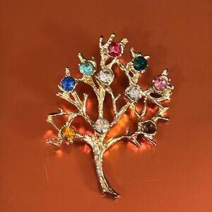 Tree of Life Multi-colored Rhinestone Tree Pendant